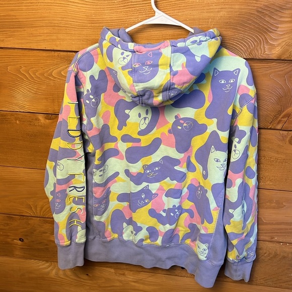 Teddy‎ Fresh Rip N Dip Camo Hoodie S norm Teddy unisex multicolored cat camo Y2K - Picture 6 of 9